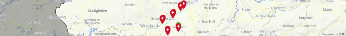 Kartenansicht für Apotheken-Notdienste in der Nähe von Bad Wimsbach-Neydharting (Wels  (Land), Oberösterreich)